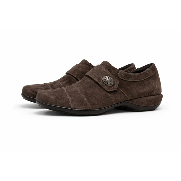Aetrex Shoes - Aetrex Women's Corinne Monk Strap Brown Suede Orthotic Sz 11 EF862WB